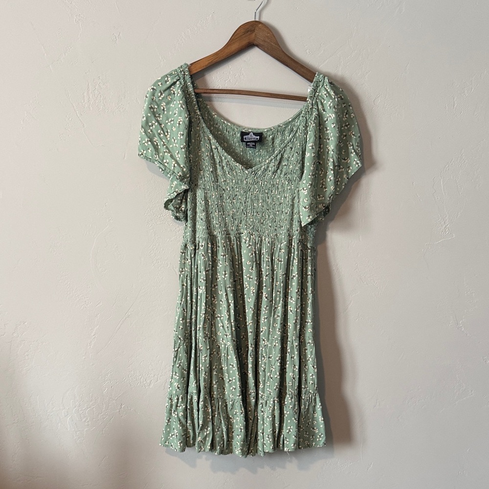Sage Green Floral Mini Dress